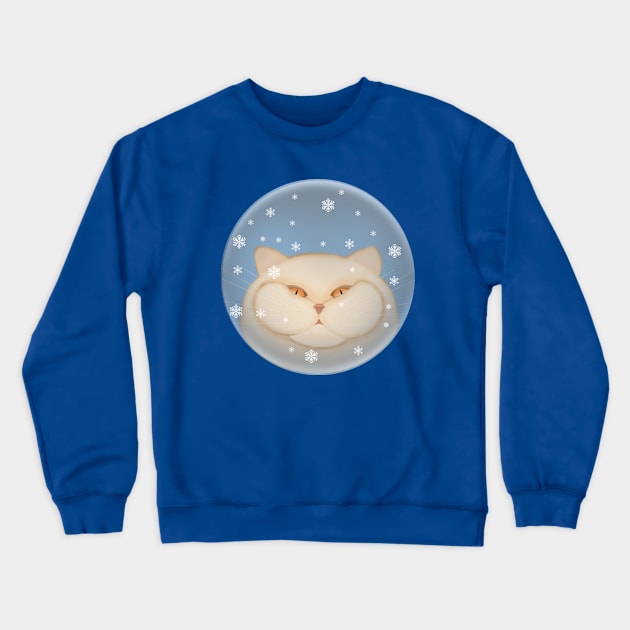 Winter cat. Cat in a glass ball with snowflakes Crewneck Sweatshirt by KateQR